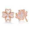 Earrings Four Leaf Clover Pink Gold Silver 925 Metal Hypoallergenic Amulet 18K Birthday Anniversary Day Gift Popular "YINCHIE" Women's Mother's