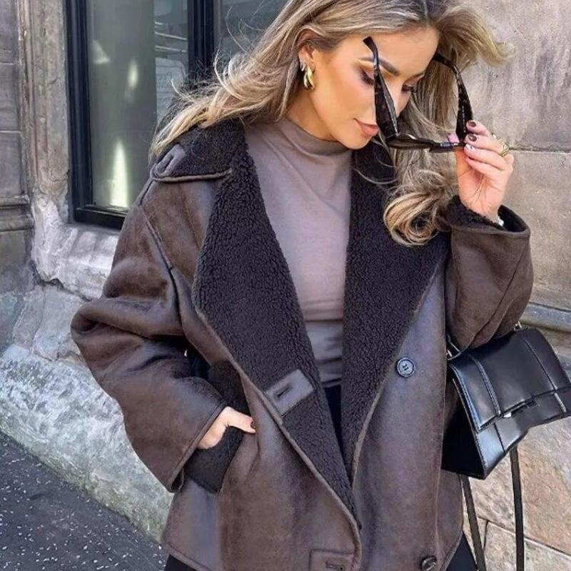 Женская новая осенне-зимняя свободная меховая цельная теплая хлопковая куртка