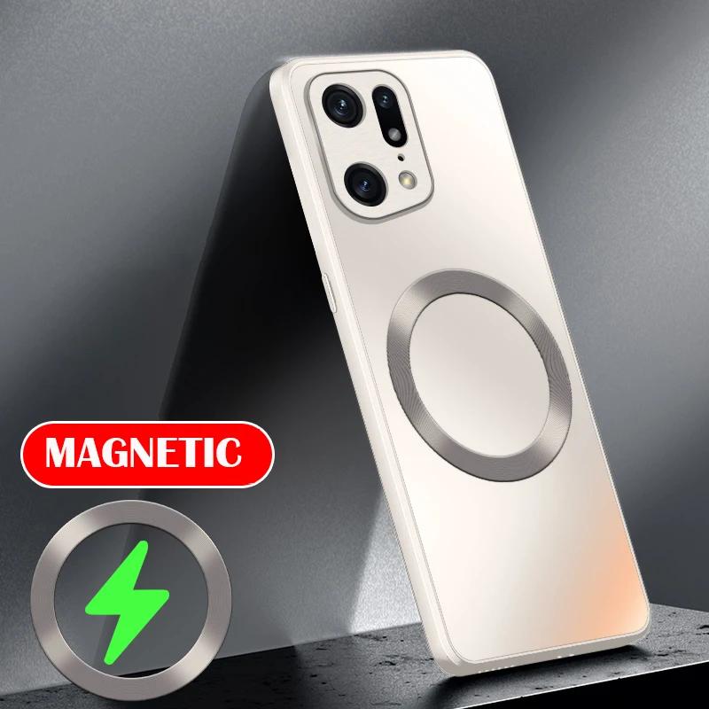 Магнитный матовый силиконовый чехол для телефона OPPO Reno 13 Pro 11 Pro 10 Pro Plus 8 9 7 6 5 Беспроводная зарядка ударопрочный жесткий чехол-бампер для ПК