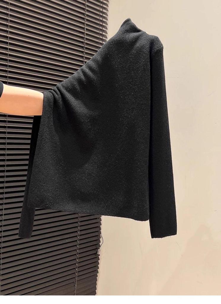 Women's Luxury Slim-Fit Stand-Up Collar Sweater – Soft Knit Long-Sleeve Base Layer for Autumn/Winter