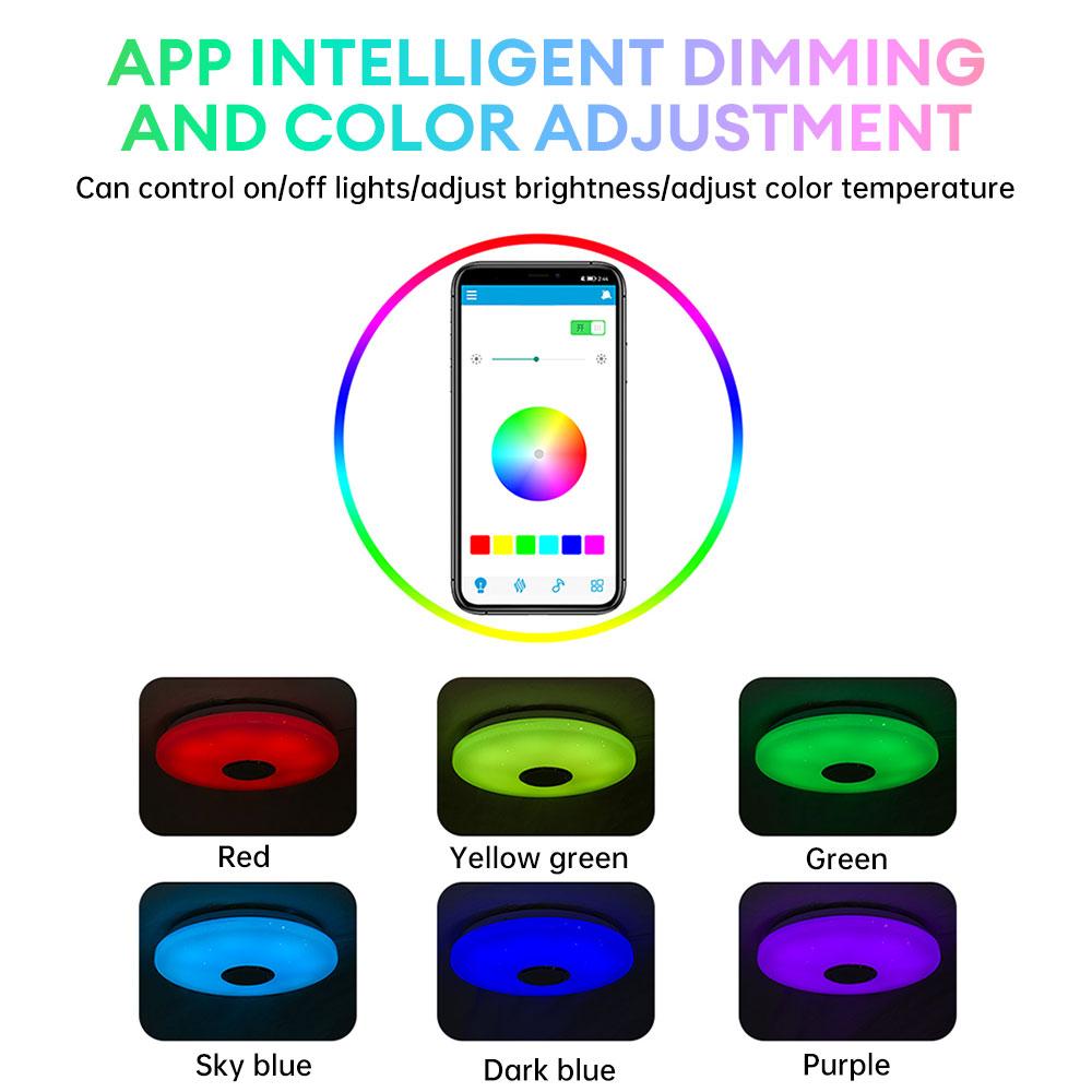 Светодиодный потолочный светильник RGB 42 Вт/60 Вт с функцией интеллектуального затемнения, современный потолочный светильник с приложением/Bluetooth, музыкальным светом и пультом дистанционного управления, AC170-265 В