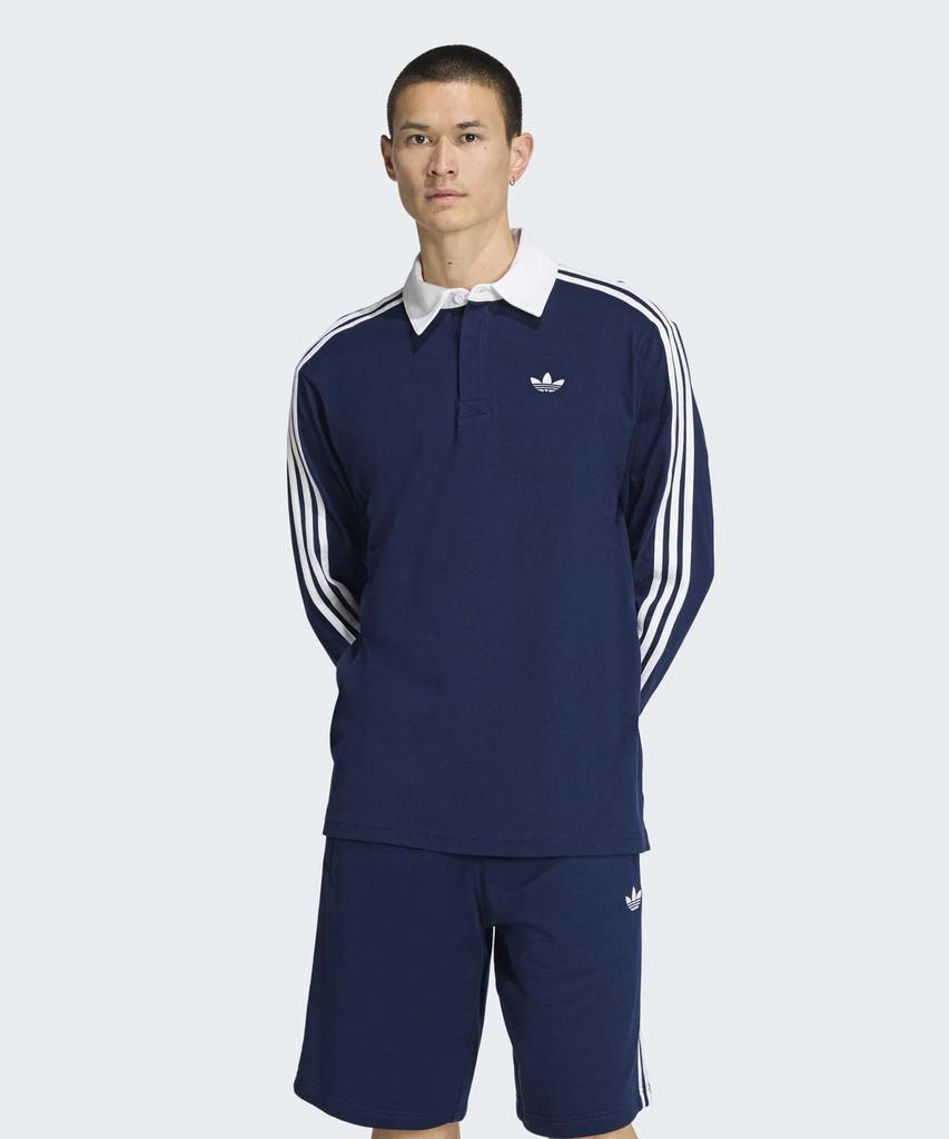 ADIDAS 3-Stripe Rugby Long Sleeve Polo - Night Indigo / Ke3574