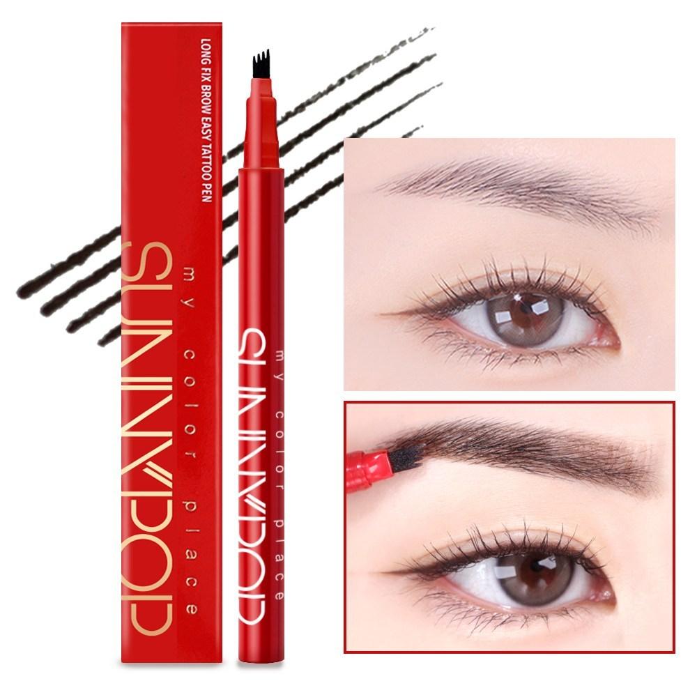Ручка для татуажа бровей Sunny Pop Long Fix Brow Easy, 01 темно-коричневый, 1 шт.
