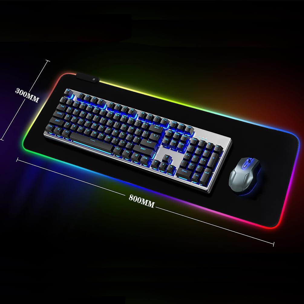Большой светодиодный RGB коврик для мыши для игр Интерактивное и захватывающее ощущение во время игры 800 мм x 300 мм Реагирующий на звук, Динамичный, Реагирующий на голос