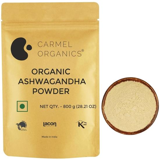 CARMEL ORGANICS Порошок корня Ашваганды (800 грамм), Сертифицировано Jaivik Bharat, Натуральный| Ашваганда Поди/Амуккара Килангу/Ашваганда Чурна