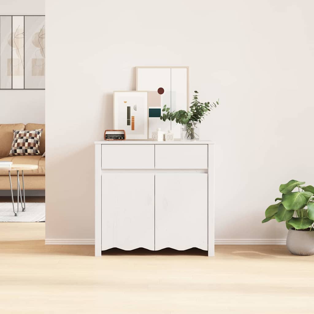 Drammen Sideboard White 79 x 43 x 75.5 cm Solid Pine Wood