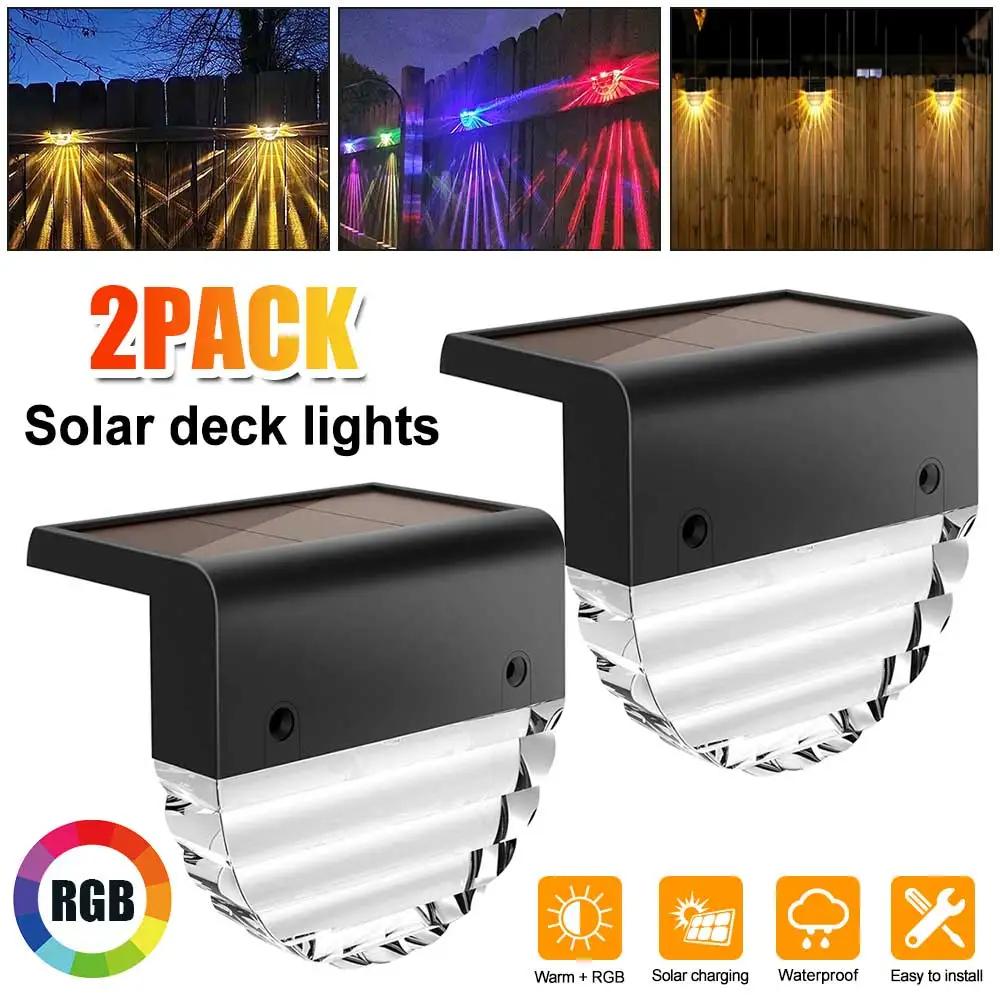 Solar Deck Lights Fence Lights Outdoor Step Lights Waterproof Solar Lights for Railing Stairs