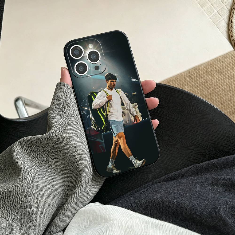 Чехол для телефона с изображением теннисиста Карлоса Алькараса Для iPhone 17, 16, 15, 14, 13, 12, 11 Plus, Pro Max, Другие Мягкий черный чехол
