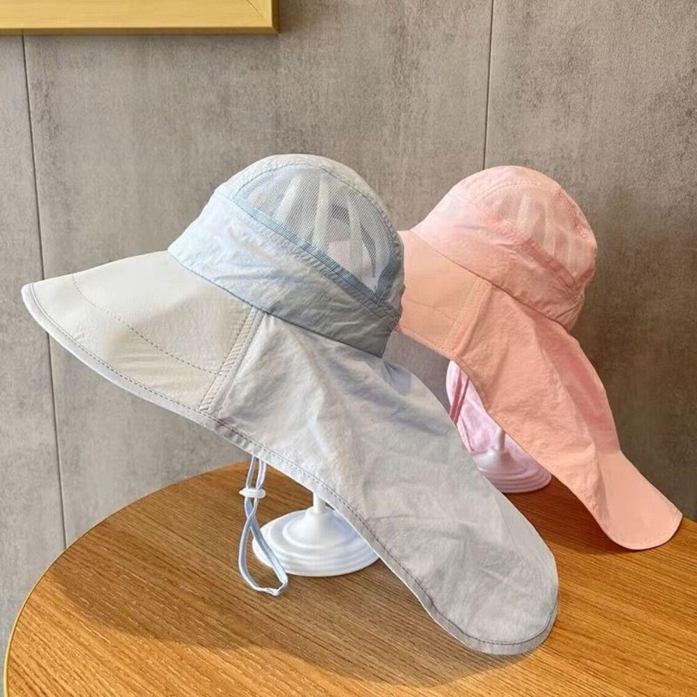 Solid Color Sunscreen Fisherman Cap Shawl Summer Sun Hat Casual Children Bucket Hat  Travel