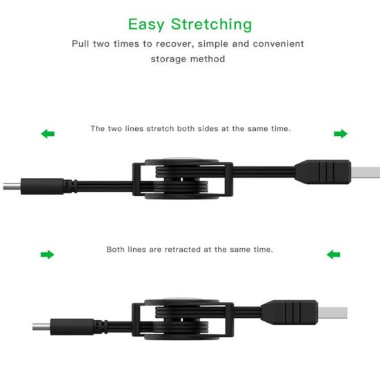 Выдвижной телефон для синхронизации данных Type-C, зарядный кабель USB 3.1, шнур для Android iOS