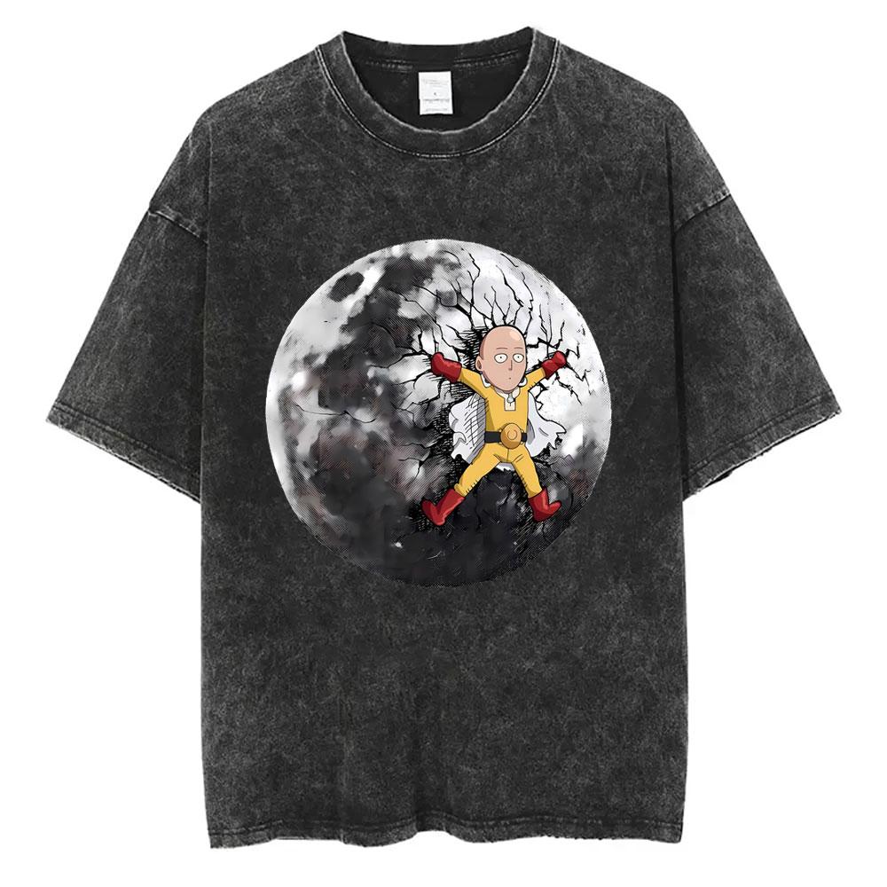 Anime One Punch Man Saitama Vintage Washed Tshirt Men Women Fashion Short Sleeve T Shirts 100 Cotton Casual Oversized Tshirts