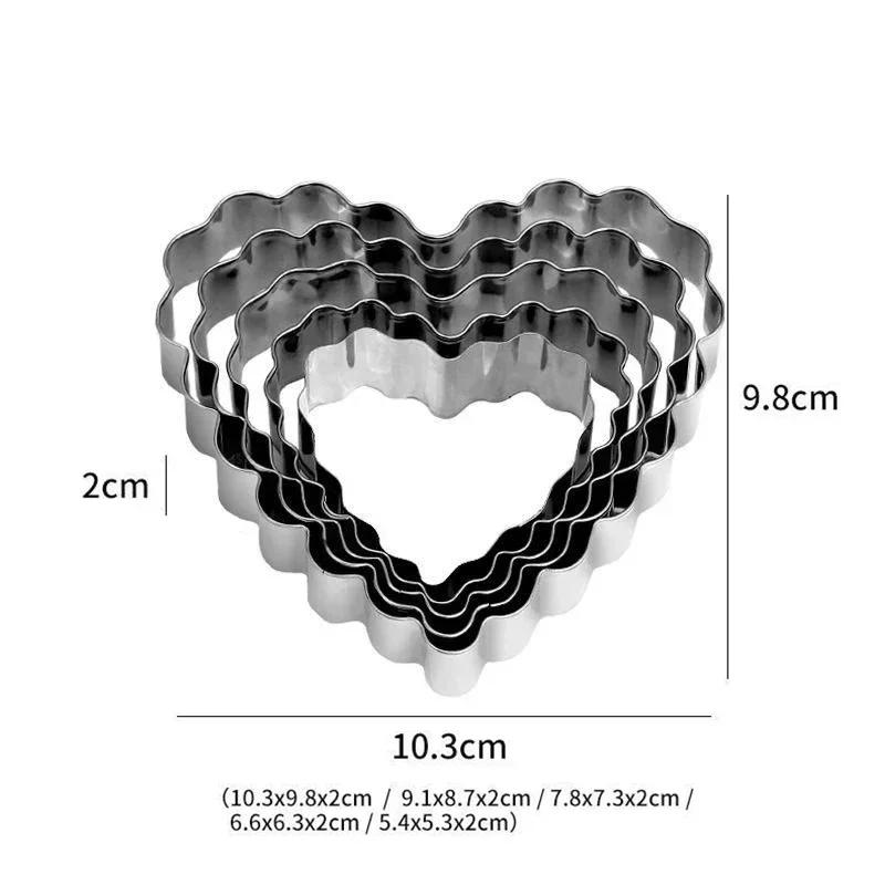 Форма для печенья из нержавеющей стали в форме сердца, форма для вырезания, сделай сам, волнистая форма сердца, форма для печенья, форма для мастики, кондитерский инструмент для украшения торта