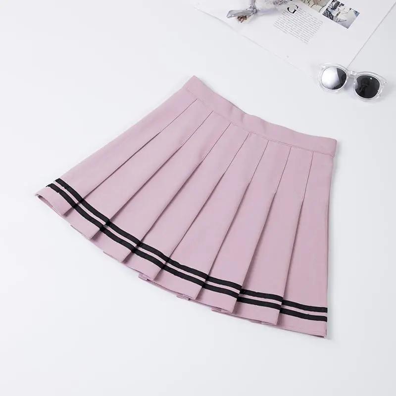 Детская плиссированная юбка, короткая юбка с высокой талией, корейская юбка средней длины, весенне-летняя студенческая антилегкая однотонная короткая юбка