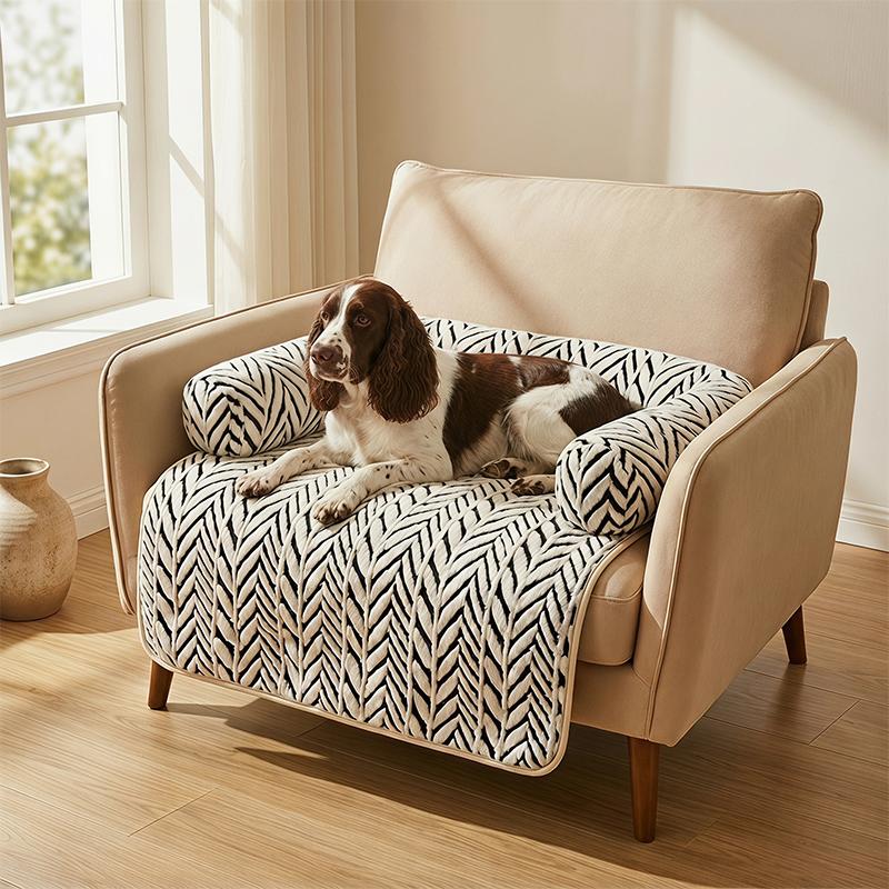 Pet Sofa Bed Mat with Side Bolsters Dog Cat Bed Soft Fluffy Anti-slip Couch Protector Sleeping Cushion for Small Medium Dogs Cat