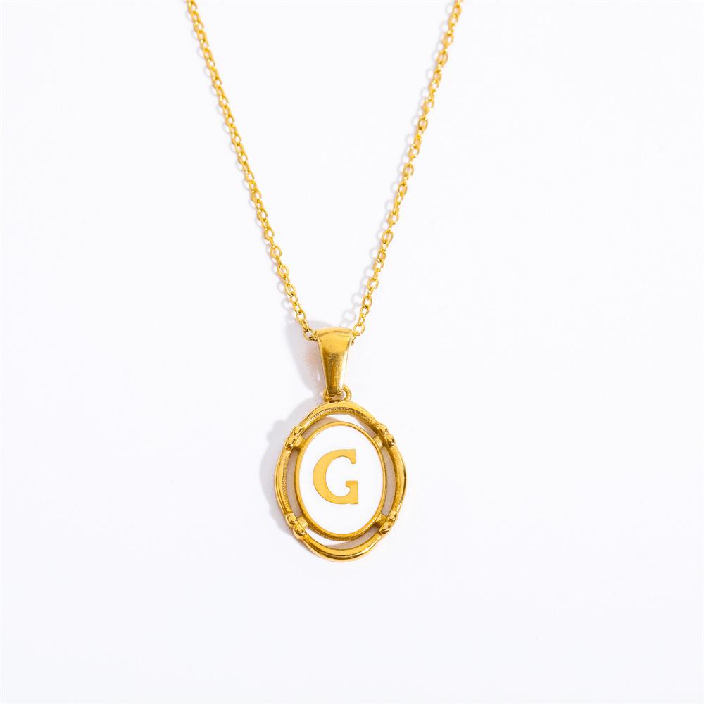 Color Retention 26 Letter Pendant Oval Necklace Necklace 26 Letter Electroplated Real Gold