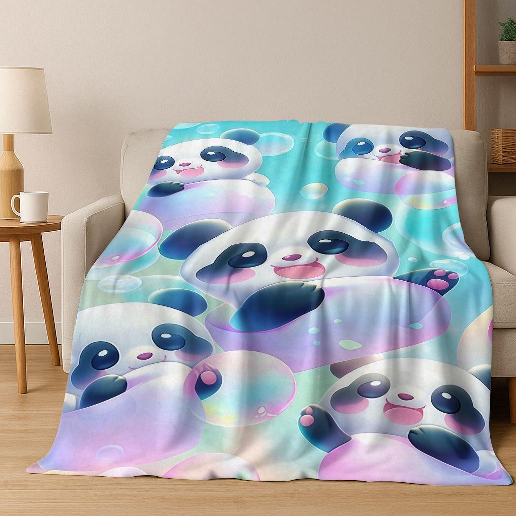 2026 New Dream Panda Cute Cartoon Art Flannel Blanket,Cozy Soft Throw Blanket for Home Bedroom Bed Sofa Picnic Cover Gift Kids