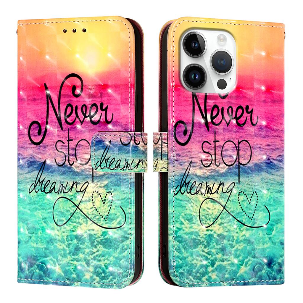 “Never Stop Dreaming" PU Leather Wallet Phone Case–Magnetic Clasp,Shockproof & Card Slots for iPhone,Samsung,Huawei,Xiaomi,Moto,Oppo Vivo and More
