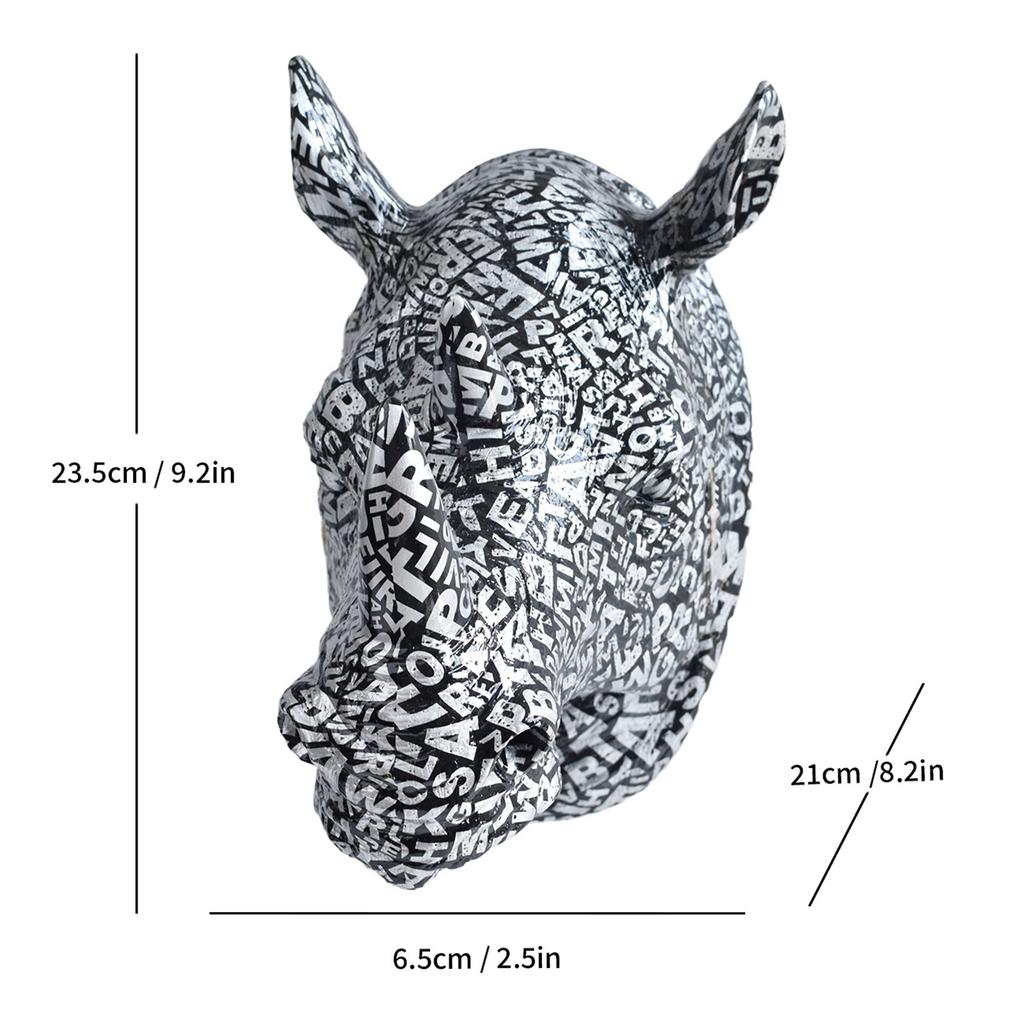 Modern Minimalist Home Decor - Resin Rhino Head Wall Art Creative Animal Head Wall Decoration Pendant