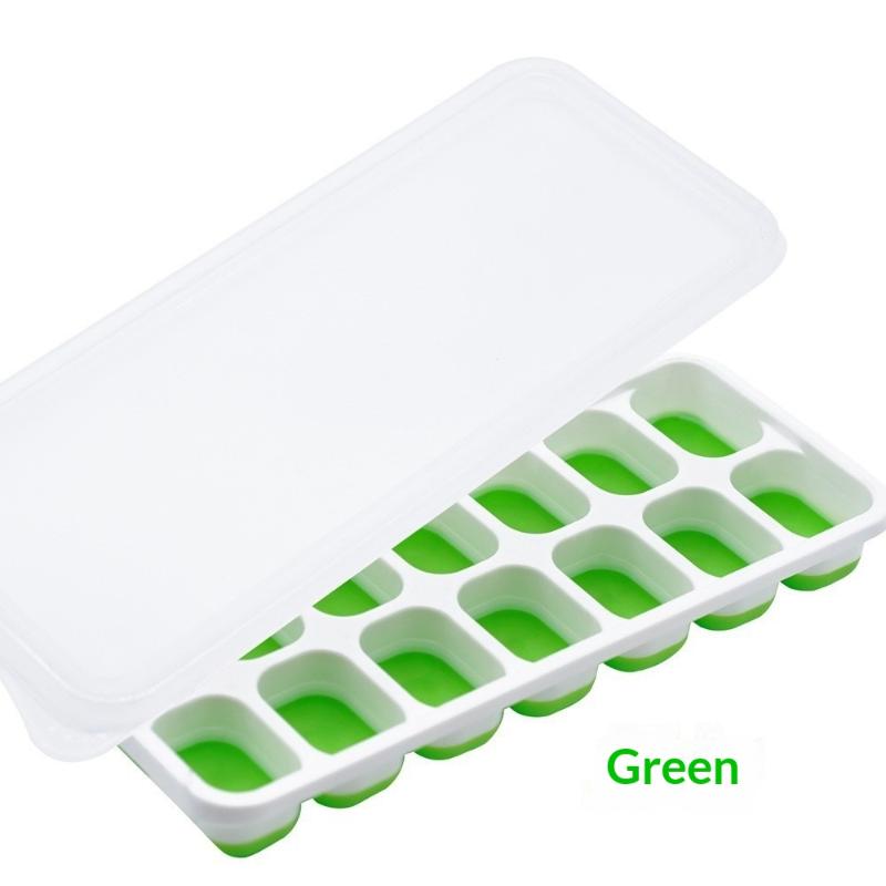 14 Cube Easy Release Silicone Ice Tray Mold with Lid for Refreshing Drinks