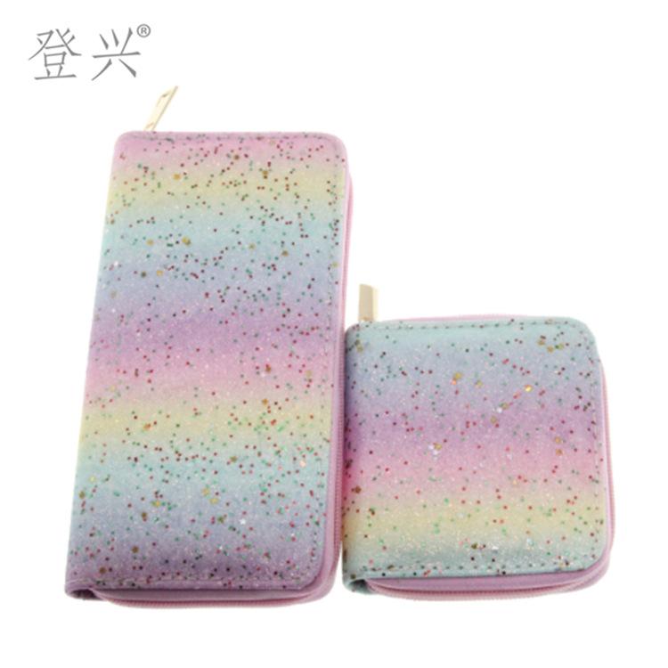 New Sequined Snake Pattern Laser Gradual Change Color PU Long Wallet, Student Card Bag Clutch Bag