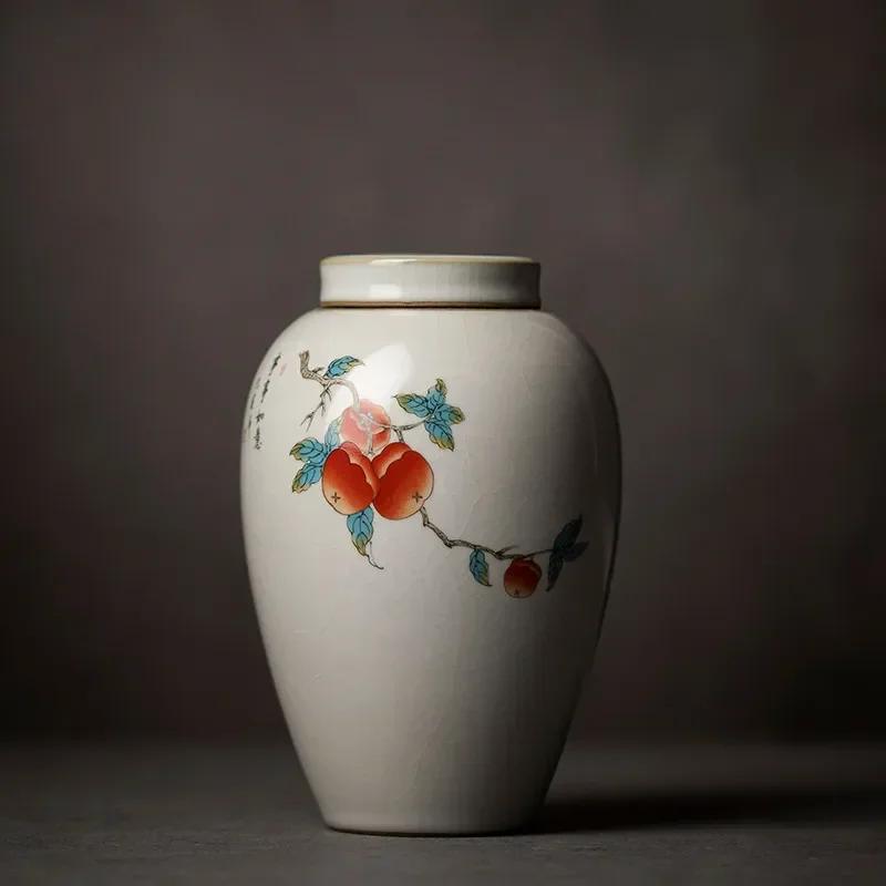 Ретро-керамическая чайная кабина Ru Kiln с милым рисунком кошки, переносная герметичная упаковка для чайных листьев, дорожная коробка для хранения чайных пакетиков, органайзер для специй
