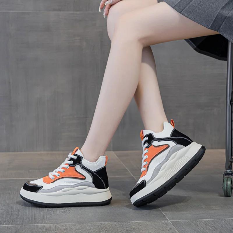 Зимние кроссовки женские из натуральной кожи, белые кроссовки, зимние ботинки, спортивная обувь, высокая платформа, ретро, студенческие ботинки Muje