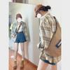 Women's Korean-Style Plaid Shirt Jacket - Early Autumn, Loose Fit, Long-Sleeved, Retro Design