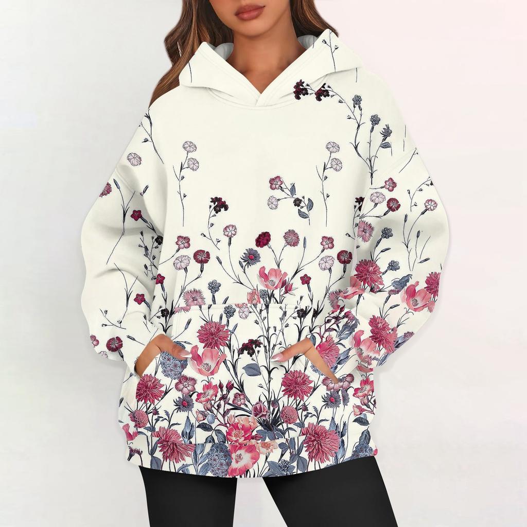 Женские худи оверсайз из флиса, толстовки с длинным рукавом, пуловеры с карманом