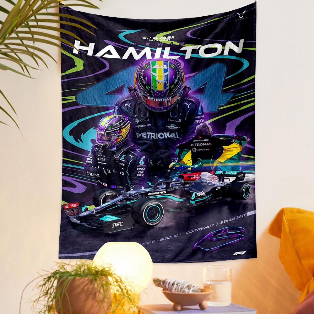 Decorative Wall Tapestry - Lewis Hamilton Mercedes F1 #44 Brazil GP 2021 Racing Poster for Dorm Room