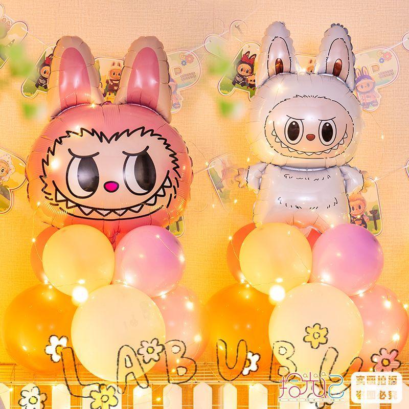Колонна из воздушных шаров Лабубу, Оформление сцены для детского дня рождения, Принадлежности для вечеринки на первый день рождения девочки