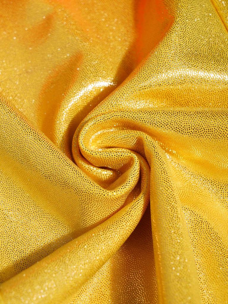 Girls Shiny Rhinestone Flared Pants Elastic Waistband Color Block Bell Bottom Gymnastics Costume