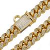 Luxury 18mm Stainless Steel Gold Chain Dog Collar with Solid Pattern