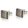1 Pair Man's Shirt Studs Deluxe Cufflinks Colorful Strips Squared Shape for Business Wedding Party