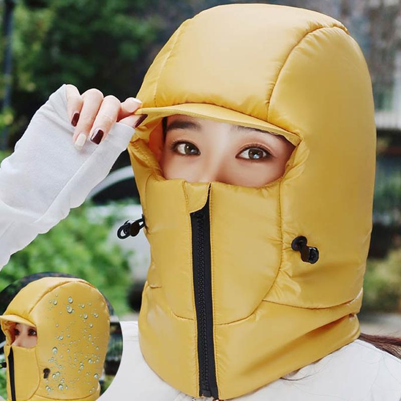 Women Winter Ear Protect Lei Feng Hat Plush Thickened Cycling Waterproof Windproof Cold Proof Pullover Pilot Cap Men Bomber Hats