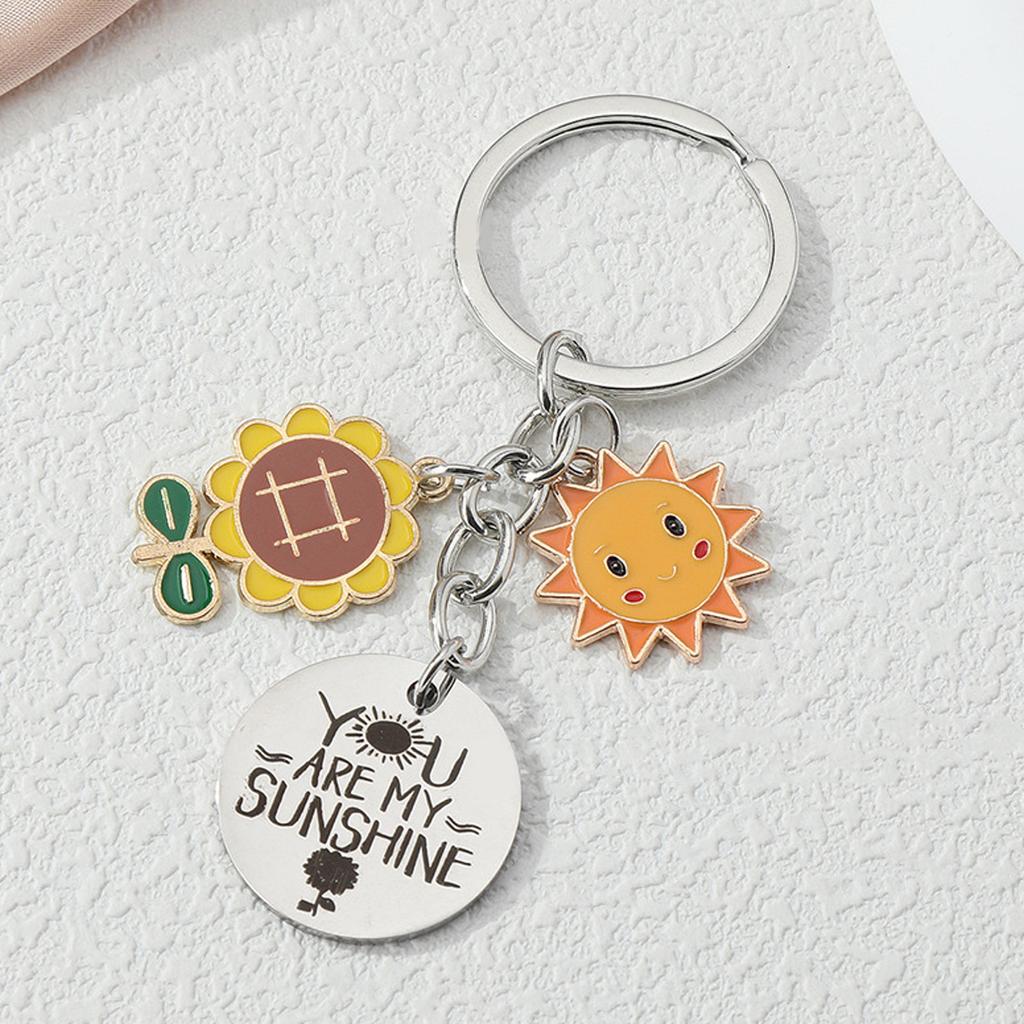 Sun Motto Keychain Pendant Charm Stainless Steel Keychain With Inspirational Sun Design For Daily Use And Gift Giving