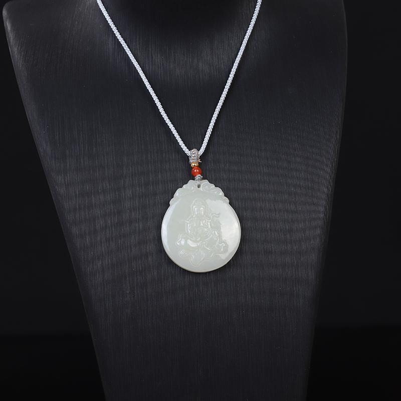 Xinjiang Hotan Jade Jade Guanyin Pendant Men's Jade Necklace Women's Jade Pendant Jade Pendant Birthday Gift for Boyfriend
