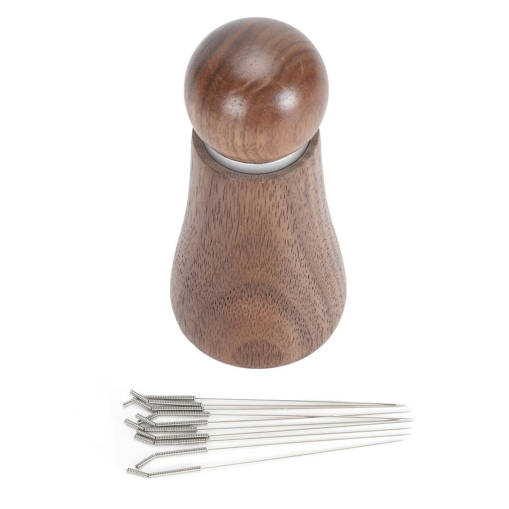 Coffee Stirrer Tool Wood Handle Stainless Steel Needle Easy To Use Multifunctional Coffee Distribution Tool