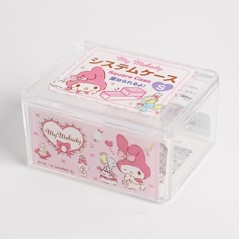Kawaii Sanrio Hello Kitty Cinnamoroll Cotton Swab Jewelry Storage Box Melody Kuromi Cute Cosmetics Sundries Press Organizer Boxs