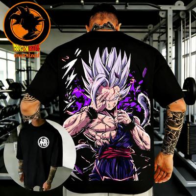 Летняя хлопковая мужская футболка в стиле ретро Dragon Ball Высокое качество Оверсайз с принтом Сунь Укун Унисекс Повседневная рубашка для детей.