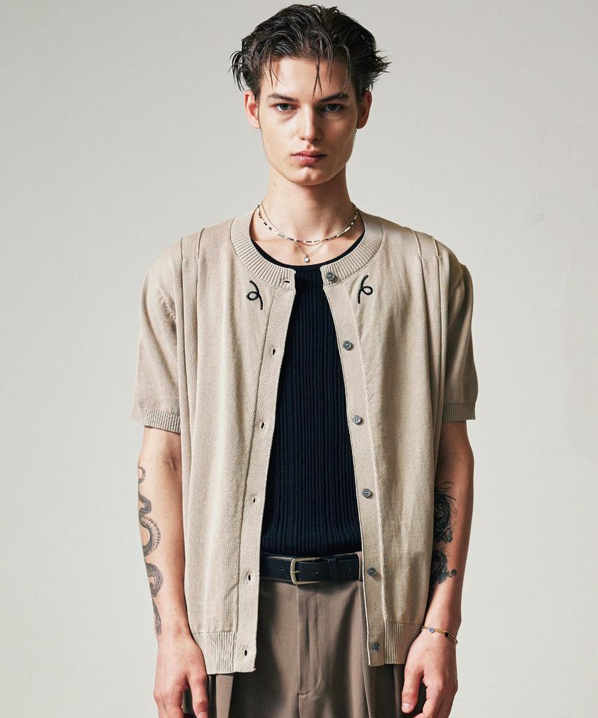 SSY Filigree Half Sleeve Summer Cardigan Beige