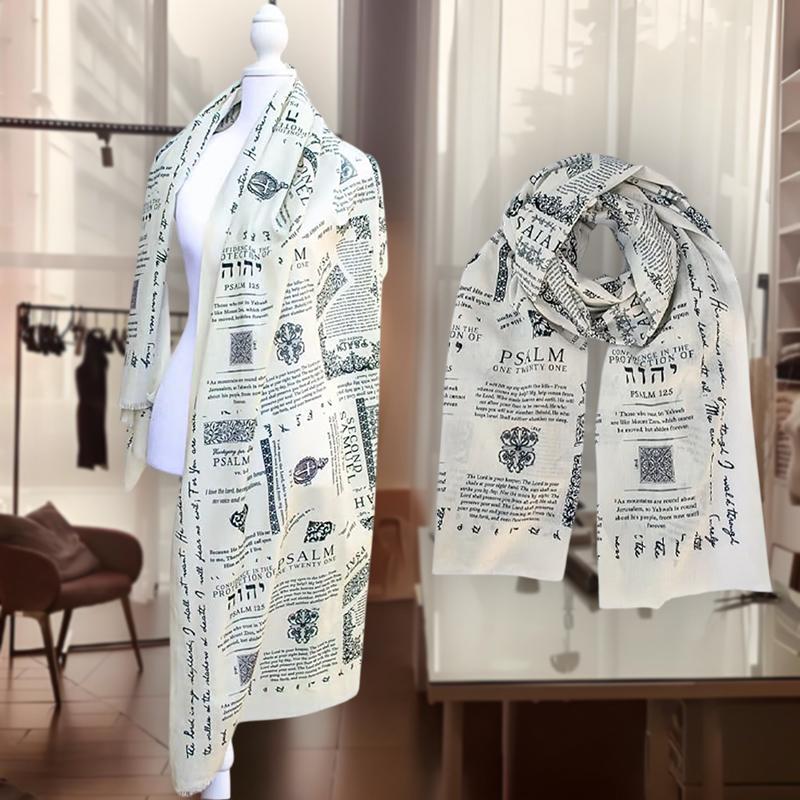 Handcrafted Christian Prayer Shawl, 180Cm/70.87In X 70Cm/27.56In Protection Bible Verse Scarf, Yeshua Scripture Wrap
