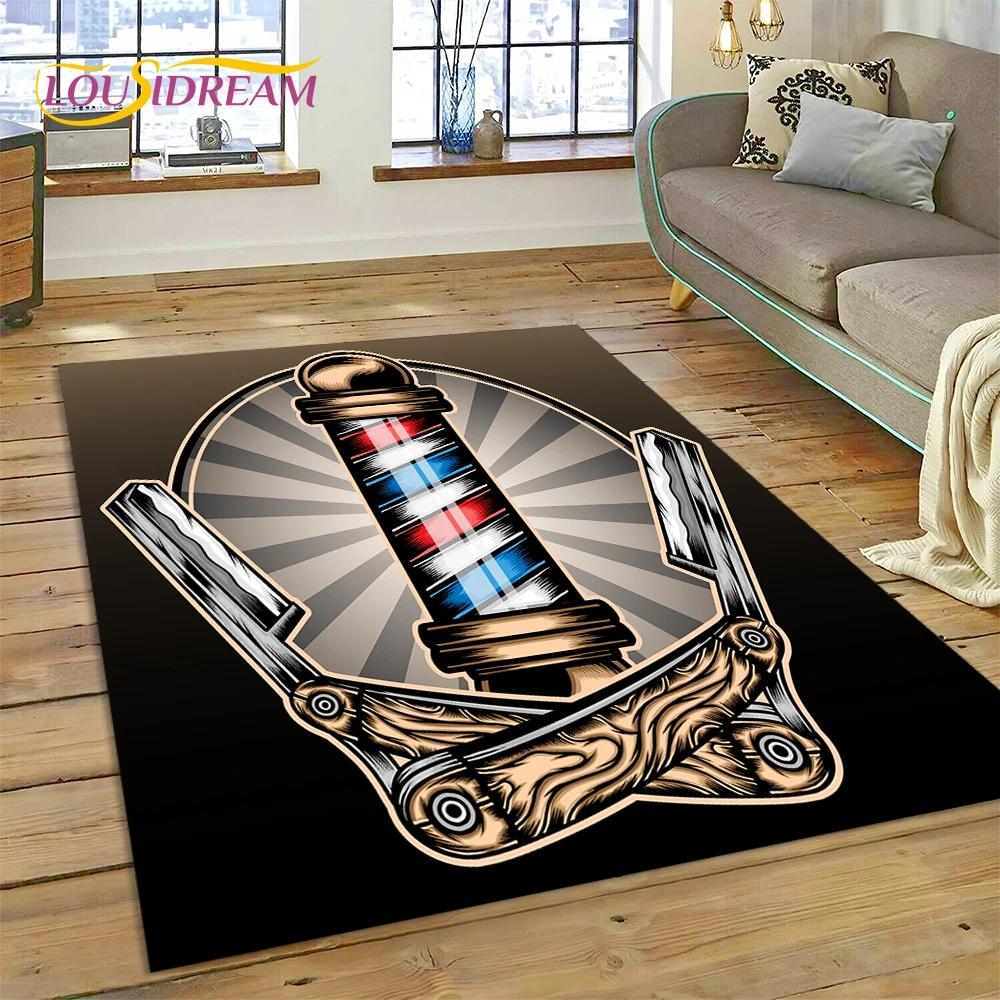 Модный логотип парикмахерской Череп Винтажный ковер-циновка для спальни, гостиной, дома, украшение для дивана, большой игровой коврик для ребенка