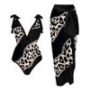 New Vintage Ethnic Print Women's One Piece Swimsuit Two Piece Sheer Skirt Conservative Push Up Padded Swimwear Beachwear