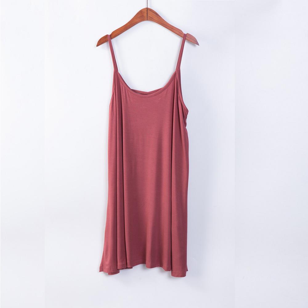 Женская ночная рубашка из бамбука и хлопка, эластичная, дышащая, удобная ночная рубашка, свободное платье-комбинация на бретельках, большие размеры