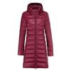 Women Winter Long Puffer Coat Detachable Hood Lightweight Coat Invisible Zipper Casual Coat Portable Outwear with Bag