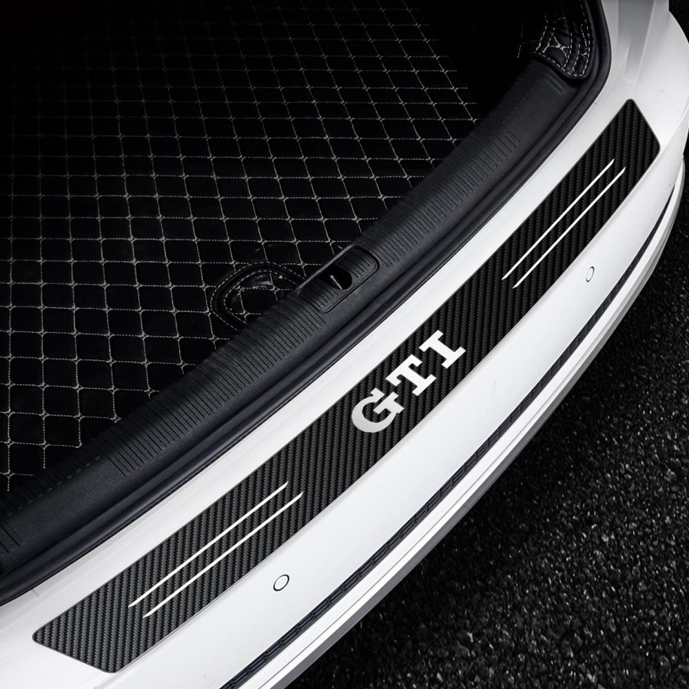 SVLHP1 Car Carbon Fiber Rear Bumper Trunk Protection Stickers for Volkswagen VW GOLF MK6 Polo id6 Tiguan CC PASSAT GTI R Line Scirocco