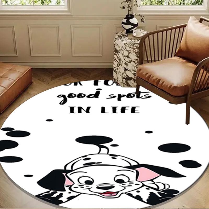 1PC Dalmatian Paws Collar Round Rug for Livingroom,Bedroom, Palyroom, Chair Rug, Area rug, Circle Carpet, Large Size Fan Christmas gift