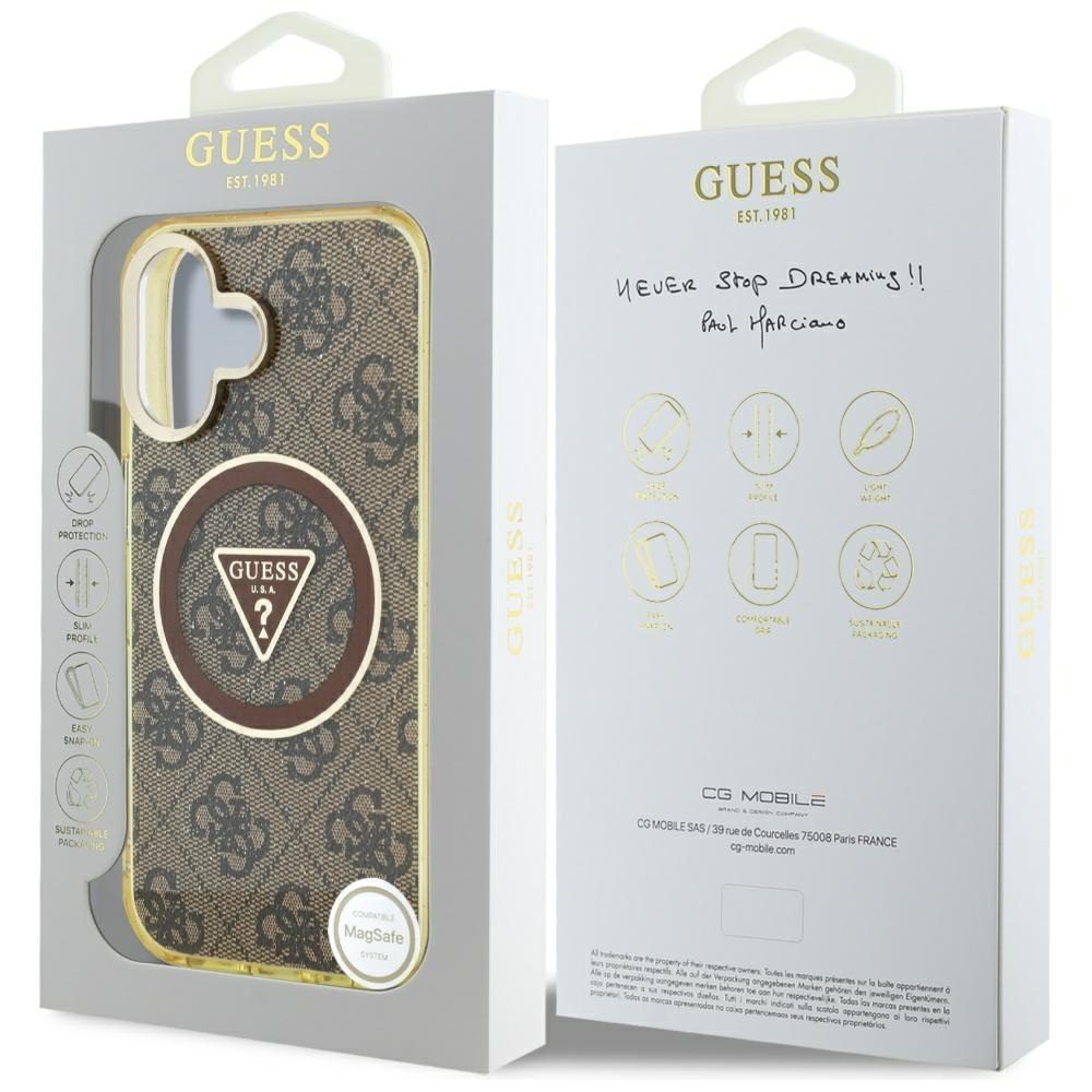 Etui do iPhone 16 Guess MagSafe Brązowe