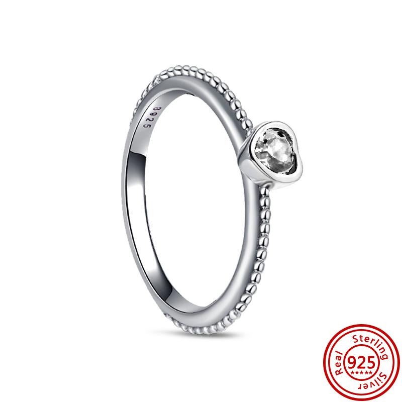 Красное Сердце Кольцо на Палец Сияющие Циркониевые Кольца Сверкающий Циркон Для Женщин 925 Стерлинговая медь Свадьба Помолвка Вечеринка Роскошные Подарки