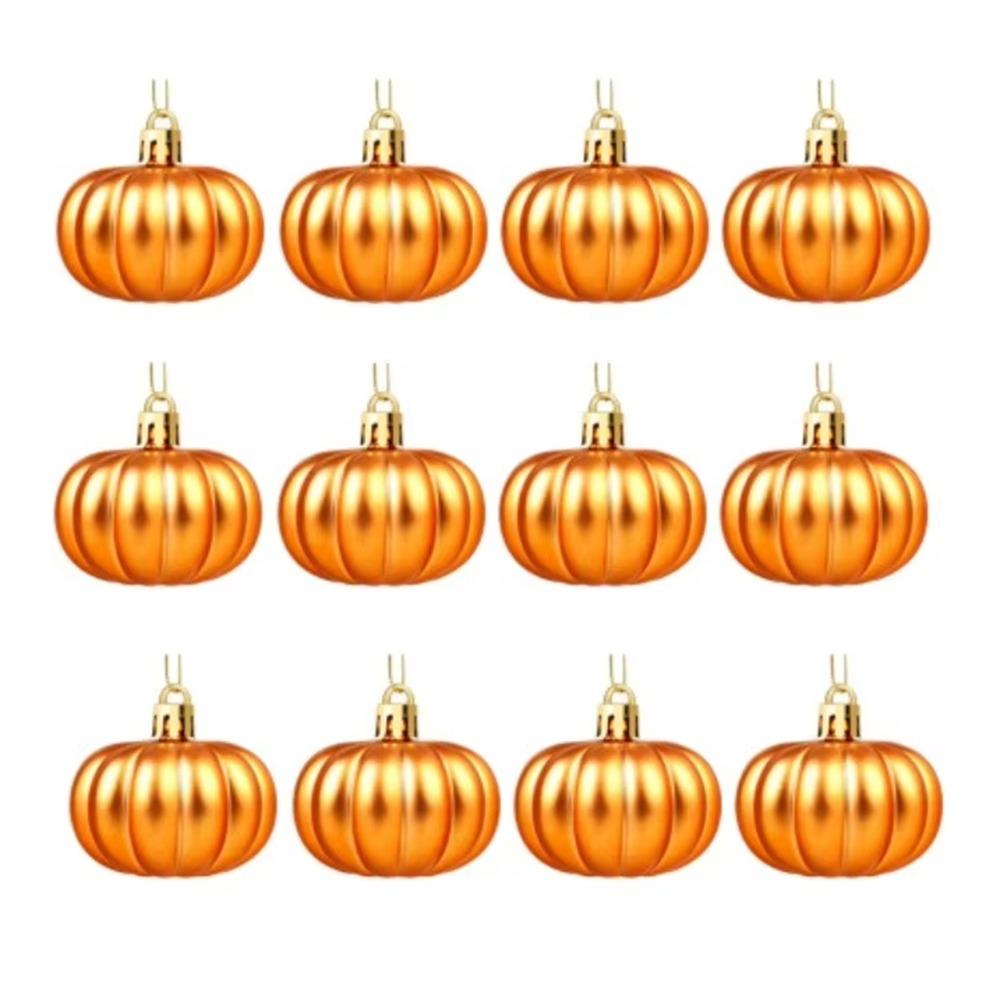 12 Pcs Matte Pumpkin Hanging Ornaments Plastic Thanksgiving Decorations Pumpkins Pendants Christmas